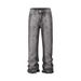 Gradient Deconstructed Wide Leg Jeans Men Women Washed Heavy Duty Slightly Flared Blue Gray Mid Waist Long Pants_mkmklike.com