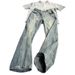 Men's Slim Fit Blue Lightning Bolt Pattern Jeans Midweight Straight Leg Trousers Spring High StreetPull Crotch_mkmklike.com