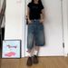 Plus Size High Waist Flared Denim Shorts For Women Vintage Retro Wide Leg Mid-Length Summer Casual Comfortable Cotton Stretch_mkmklike.com