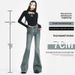 Flash Sale Direct Supply: Spring/Summer Designer Frayed Hem Micro Flare Jeans For Women, Slimming Patchwork Floor-Length_mkmklike.com