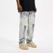 American High Street Retro Old And White Design Jeans Men's Trendy Brand High Street Ruffian Handsome Fried Street Slim Straight Pants_mkmklike.com