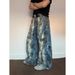 Unisex American Vintage Washed Distressed Jeans – Oversized Scythe Cut Denim With Raw Hem & Paint Splatter Effect_mkmklike.com