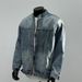 Washed Denim Jacket, Men's Casual Stand Up Collar Versatile Workwear Jacket, Vintage Top_mkmklike.com