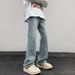 Men's Trendy Cleanfit Ripped And Splatter Painted Jeans Loose Fitting Slightly Flared Floor Length Trousers American High Street Style_mkmklike.com