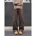 American Pleated Brown Cotton Jeans Men's Trendy Brand Rivet Design Scimitar Retro Versatile Loose Long Pants_mkmklike.com