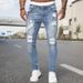 Men's Clothing New fashion slim fit men's trousers denim holes slim quality denim_mkmklike.com