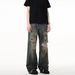 Men's Distressed Vintage Washed Jeans - Post-Apocalyptic Streetwear Denim Pants With Ripped Details, Loose Fit Vibe Casual Trousers_mkmklike.com
