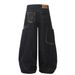 Scimitar Jeans Niche Leopard Print Patchwork Irregular Pocket Design Loose Wide-Leg Long Men's Cargo Pants_mkmklike.com