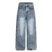 Men's Deconstructed Straight Leg Jeans – Loose Fit Clean Aesthetic, Trendy & Comfortable Casual Pants_mkmklike.com