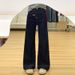Denim Blue Petite Women's Jeans 2025, Fleece-lined, Dark Blue, High-waisted, Slimming, Wide-leg, Bootcut Flared Pants_mkmklike.com