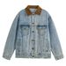 Gradient Washed Contrasting Collar Jacket For Men, Color Blocked Lapel, New Retro Vintage Casual Denim Jacket_mkmklike.com