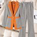 Women's Clothing high-end slim slimming heavy work sequins professional Plaid color matching suit_mkmklike.com