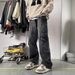 Men's American Retro Washed Distressed Work Jeans High Street Trendy Loose Straight Leg Wide Leg Casual Trousers_mkmklike.com