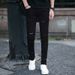 Title Men's Ripped Slim Fit Jeans - Distressed Black & White 9/10 Length Skinny Denim Pants (Streetwear Essential)_mkmklike.com