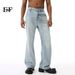 Men's Clothing 2025 New Arrival Light Blue Cleanfit Casual Washed Micro Flared Jeans Loose and Versatile_mkmklike.com