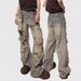 Men's Draped Retro Casual Jeans High Street Style Slimming Wide Leg Pants Midweight Polyester Spring Autumn Versatile_mkmklike.com