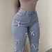 Women's Clothing High Waisted Stretch Skinny Flared Jeans, New Style, Hip Lifting Denim Jeans, Street Style, Bow Tie, Slim Fit, With Pockets._mkmklike.com