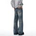 American Style Trendy Design Lightning Pattern Washed Denim Pants Men's Cleanfit Distressed Straight-Leg_mkmklike.com