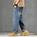 New Spring Jeans Men's Harlan Loose Trendy Brand American Retro Washed Double Craft Mid-waist Large Size Youth Eight-barrel Xiansen K11 Denim Shili_mkmklike.com