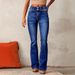 "Women's Retro Stretch Flared Jeans – Vintage Washed Denim, Comfortable Bootcut Trousers For Casual Street Style"_mkmklike.com