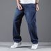 American Straight-leg Pants Spring And Summer New Loose Large Straight-leg Jeans Men's Fat Plus Size Simple Denim Trousers_mkmklike.com