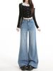 Women's Non-tight Flared Jeans, 2026 Spring New Style, High-waisted, Slimming, Wide-leg, For Petite Individuals,_mkmklike.com