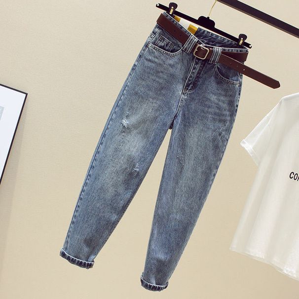 Summer Ripped Jeans High Waist Loose Fit Slimming Dad Style Korean 2026 Carrot Cropped Harem Versatile Women's Denim_mkmklike.com