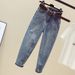 Summer Ripped Jeans High Waist Loose Fit Slimming Dad Style Korean 2026 Carrot Cropped Harem Versatile Women's Denim_mkmklike.com