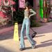 Retro Blue Jeans For Women, 2025 Early Autumn New Style, High-Waisted, Loose Fit, Non-Tight-Fitting, Stretchy Flared_mkmklike.com