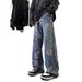 Graffiti Jeans Boys 2026 Spring Street Hip Hop Loose Straight Design Sense Trousers High Street Ruffian Handsome Pants_mkmklike.com