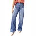 Fashionable European And American Cross-border Solid Color High-waisted Pleated Vintage Denim Flared Pants, New Summer_mkmklike.com