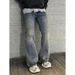 Unisex Straight-Leg Jeans With Textured Washed Rust Finish - Slim Fit Stretch Denim, Low-Rise Zip Fly, S-3XL_mkmklike.com