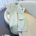 Women's Clothing Light Green Stitching Straight Jeans For WomenSummer New High Waist Loose Slimming Short Nine Point Pants_mkmklike.com
