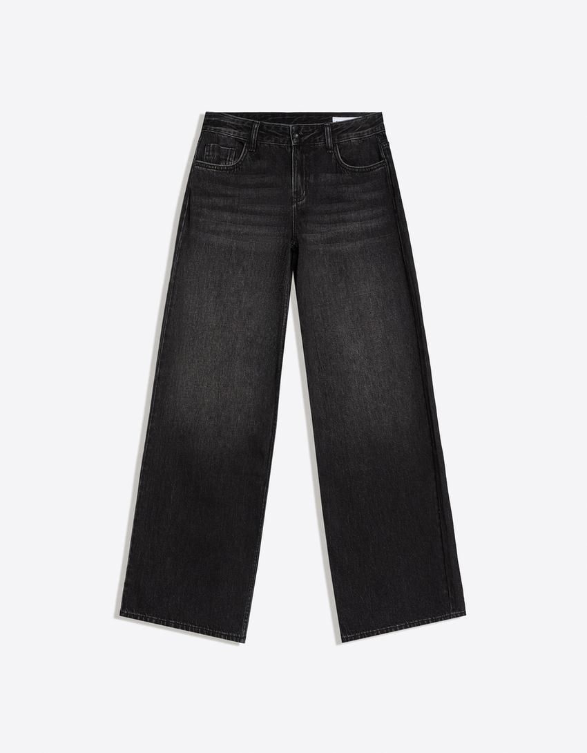 TK Women's Low Rise Straight Leg Jeans BAGGY Washed Denim Trousers European American Trendy Brand Foreign Trade_mkmklike.com
