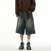 BOY Men's Denim Style High-End Retro European And American Vintage Wide-Leg Capri Shorts Couple Summer Mid-Length Pants_mkmklike.com