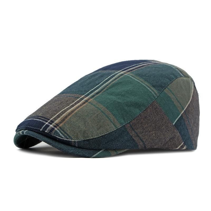 Hot Sale Men Berets With Visor Four Seasons Plaid Pattern Newsboy Caps Cotton 55-59cm Casual Style Male Boina Simple BL0123_mkmklike.com