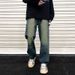 American Retro Washed And Old Jeans Men's Spring And Autumn High Street Ruffian Handsome Splicing Straight-leg Pants Loose And Versatile Long Pants_mkmklike.com