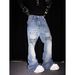 Men's Hip-Hop Denim Jeans – Streetwear Blue Jeans With Graphic Print & Rivet Details – Baggy Straight-Leg Pants (S-3XL)_mkmklike.com