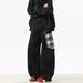 Plaid Pocket Splicing Scimitar Overalls Men's 2026 Spring New Trendy Brand Ruffian Handsome Loose Straight Casual Pants_mkmklike.com