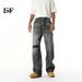 EF JEANS | 2025 Spring New Product Niche Design Personalized Washed Black And Gray Loose Ripped Jeans_mkmklike.com