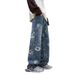 American Retro Old Jeans Men's Spring And Autumn Design Sense Niche Straight Wide Legs Trendy Brand Fried Street Ruffian Handsome Pants_mkmklike.com