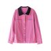 Chicco Chicco Limited++ Video Short For Women Autumn New Retro Color-Block Turn-Down Collar Top Denim Jacket_mkmklike.com