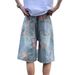 Men's Distressed Denim Shorts Rose Print Edgy Streetwear Style Comfortable Trendy Clothing_mkmklike.com
