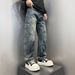 Men's Gradient Washed Denim Pants – Streetwear Straight-Leg Jeans With Curved Hem (Size 28-36) Fashion Trends_mkmklike.com