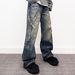 Men's Clothing Men's Casual Loose Fit Cleanfit Pants Retro Chain Pendant Print Splatter Jeans Fashion For Men And Women_mkmklike.com