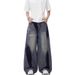 2025 American Graffiti Jeans, High Street Vintage Vibe Loose Wide-Leg Straight Leg Versatile Washed Distressed Men's Long Pants_mkmklike.com