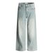 Loose Wide-Leg Jeans For Men American Street Style Washed Gradient Hem Distressed Casual Straight-Leg Pants_mkmklike.com