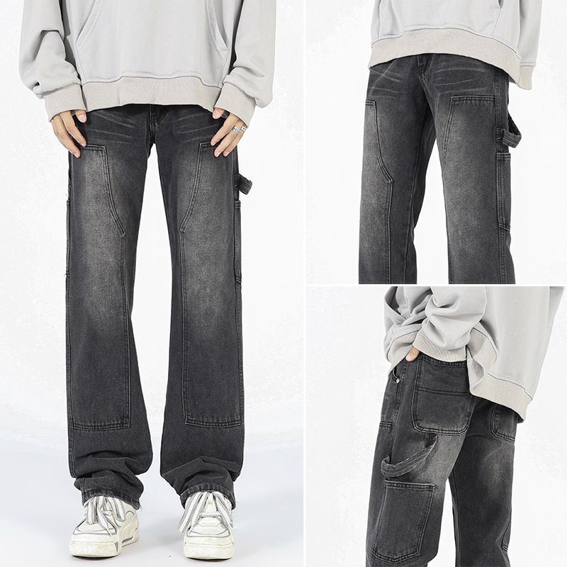 LKTM Wear # American Street Logging Work Clothes Micro Horn Jeans Men's Design Trendy Brand Rascal Handsome Pants_mkmklike.com