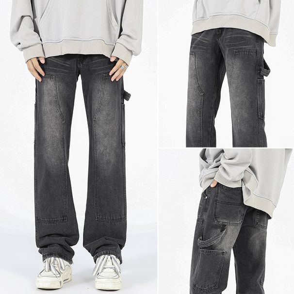 LKTM Wear # American Street Logging Work Clothes Micro Horn Jeans Men's Design Trendy Brand Rascal Handsome Pants_mkmklike.com