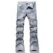 Men's Stretch Flared Jeans With Distressed Embroidery – High-Street Slim Fit, Vintage Wash, Streetwear Statement (28-42, Raw-Edge Hem)_mkmklike.com